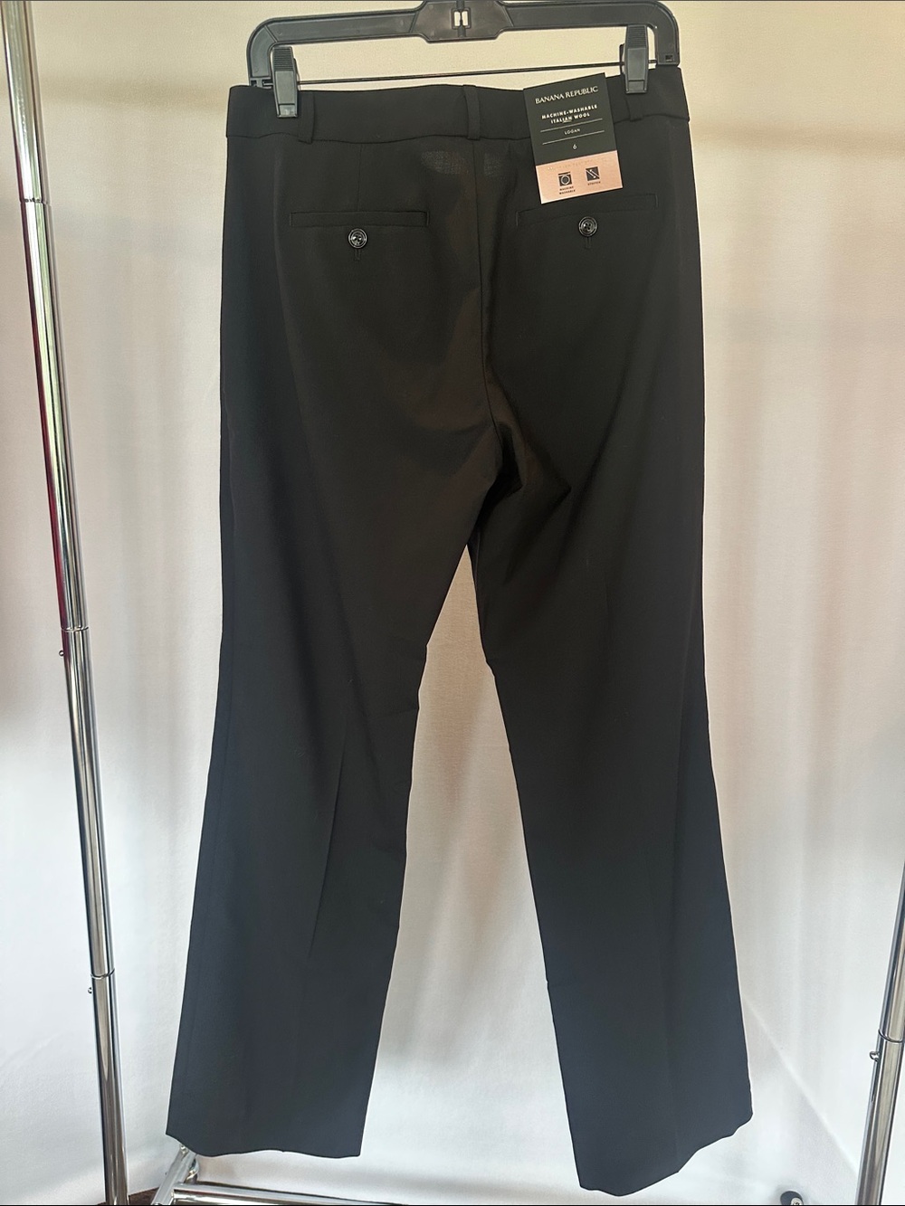 NWT Banana Republic Logan Black Tailored Wool blend Dress Pants 6 - Picture 8 of 9